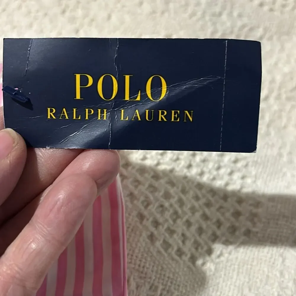 ralph Lauren 5 pink white stripe elastic waste lined short eyler hemline nwt